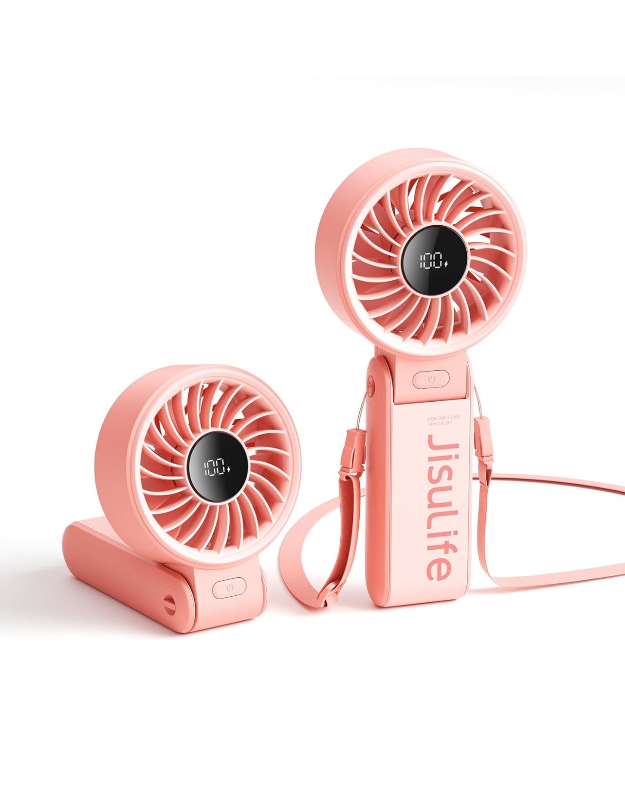 JISULIFE Handheld Fan Life7 – Ultimate Flexibility: High-Power Motor, LED Display, 19.5 Hrs Cooling, 5000mAh Rechargeable, 5-Speed, Foldable Design, 3-IN-1 Portable Fan for Travel Cruise Beach