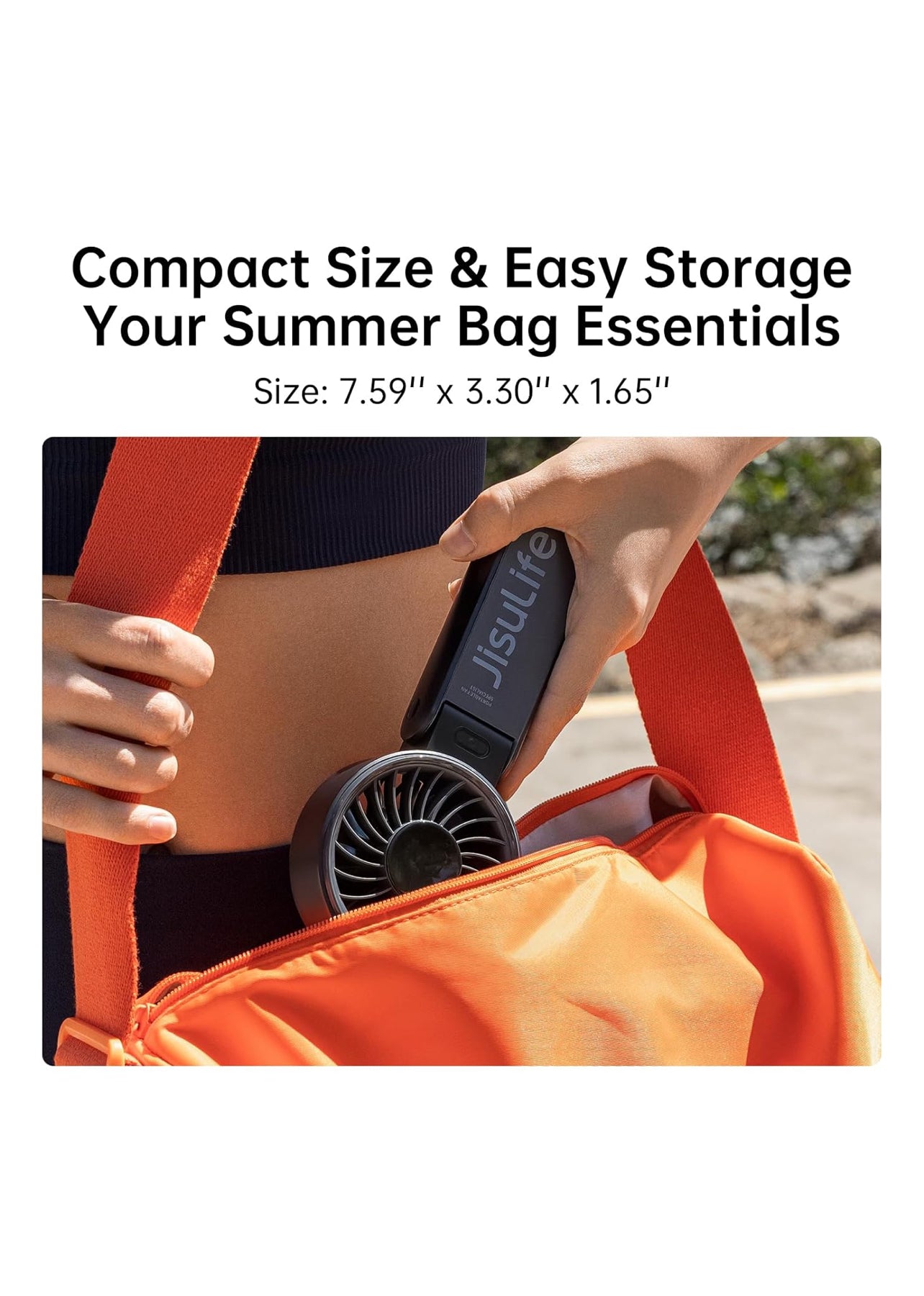 JISULIFE Handheld Fan Life7 – Ultimate Flexibility: High-Power Motor, LED Display, 19.5 Hrs Cooling, 5000mAh Rechargeable, 5-Speed, Foldable Design, 3-IN-1 Portable Fan for Travel Cruise Beach