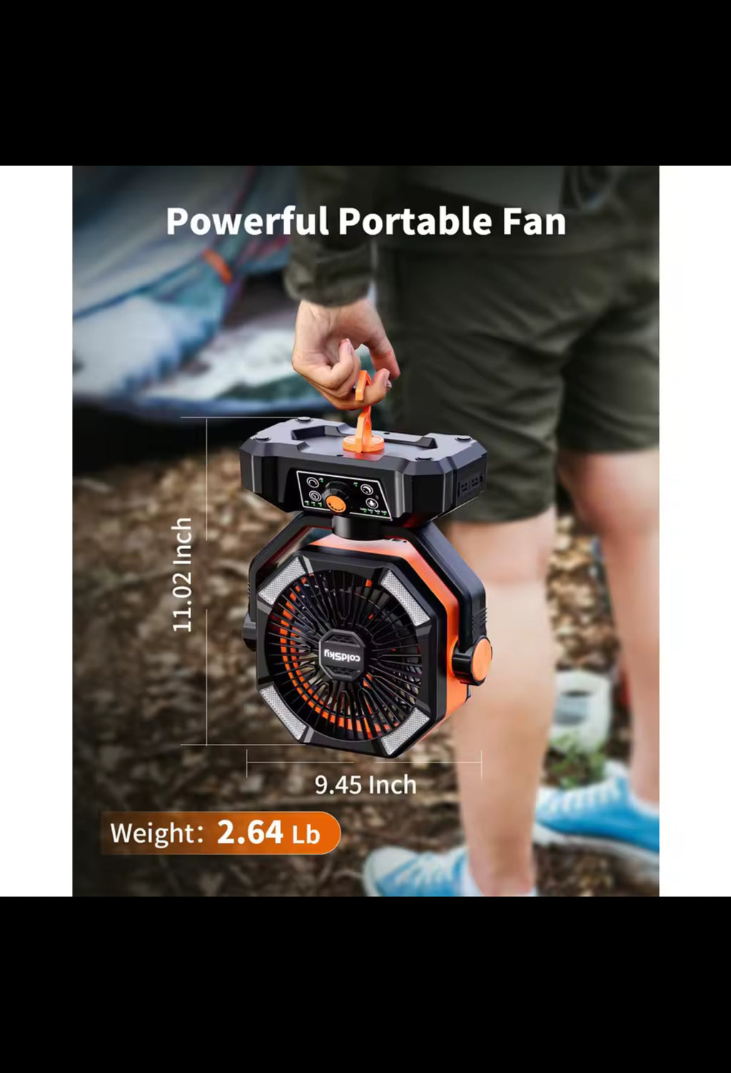 coldSky 20000mAh Battery Camping Fan with 4 LED Lantern 8 Speeds Desk Fan Portable Outdoor Fan for Tent Power